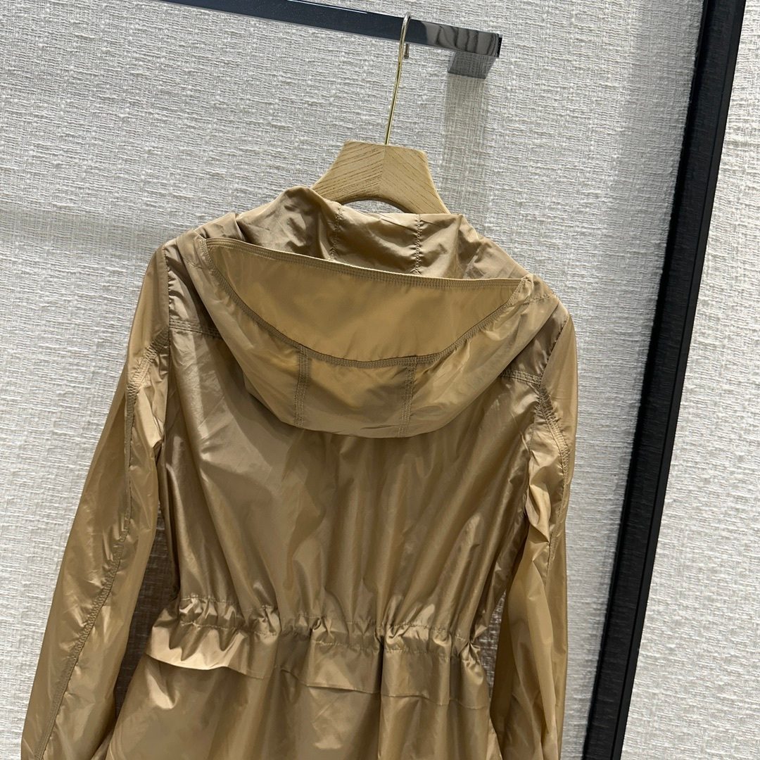 Beige Hooded Windbreaker Jacket