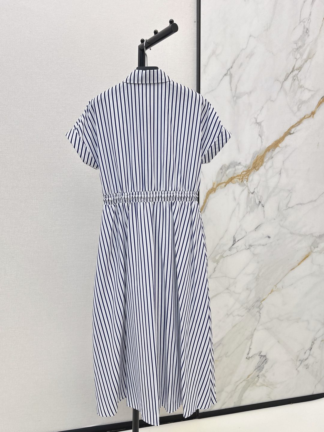 Prada Striped Short-Sleeve Shirt Dress