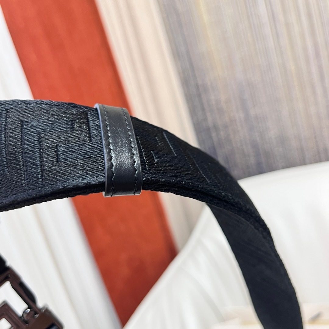 Versace Greek Key Black Canvas Belt