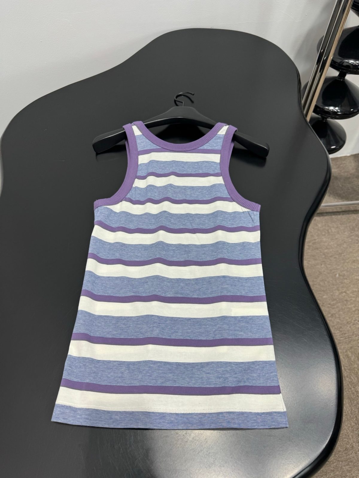 Striped Tank Top with Purple Trim