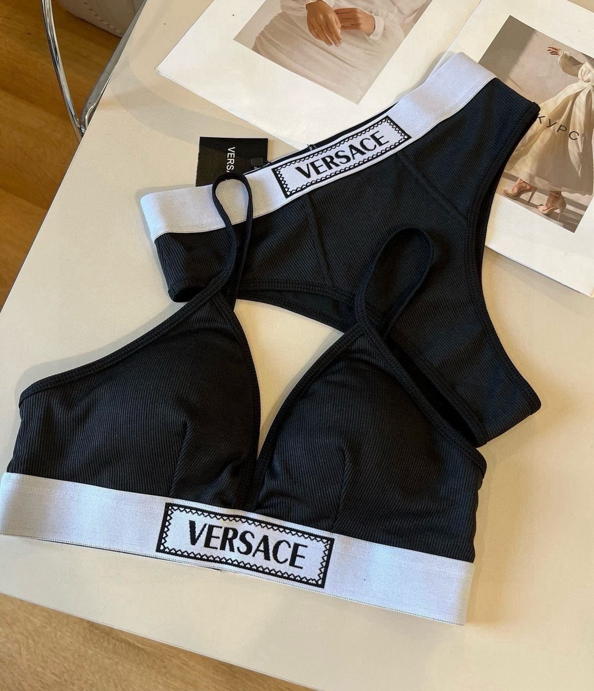 Versace Ribbed Logo Waistband Bikini Brief