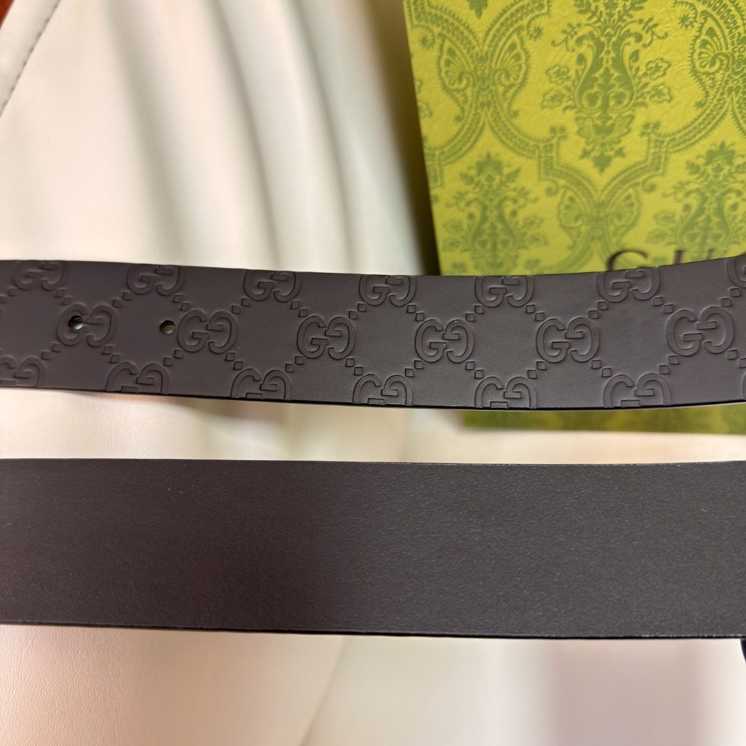 Gucci GG Embossed Leather Belt Black