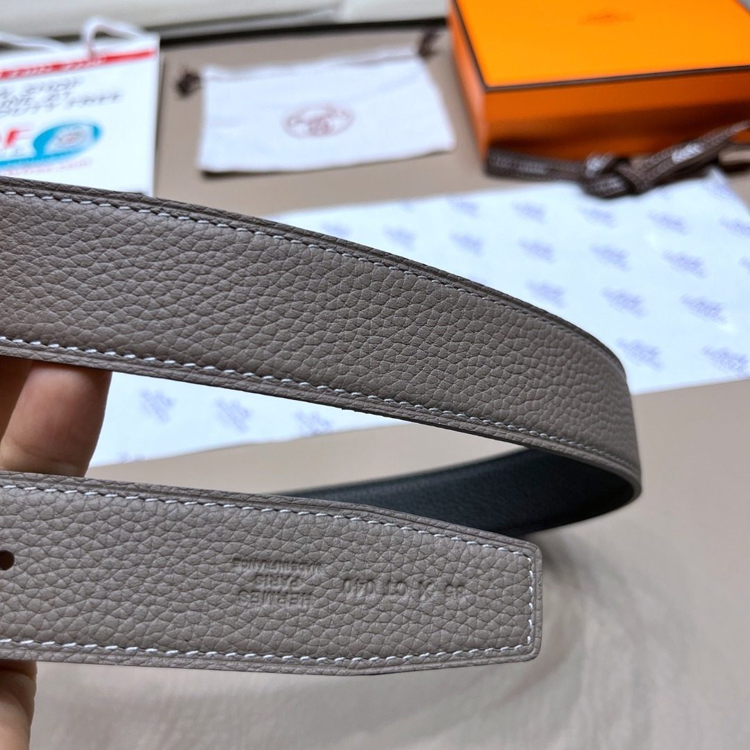 Hermès Constance Leather Belt Gray