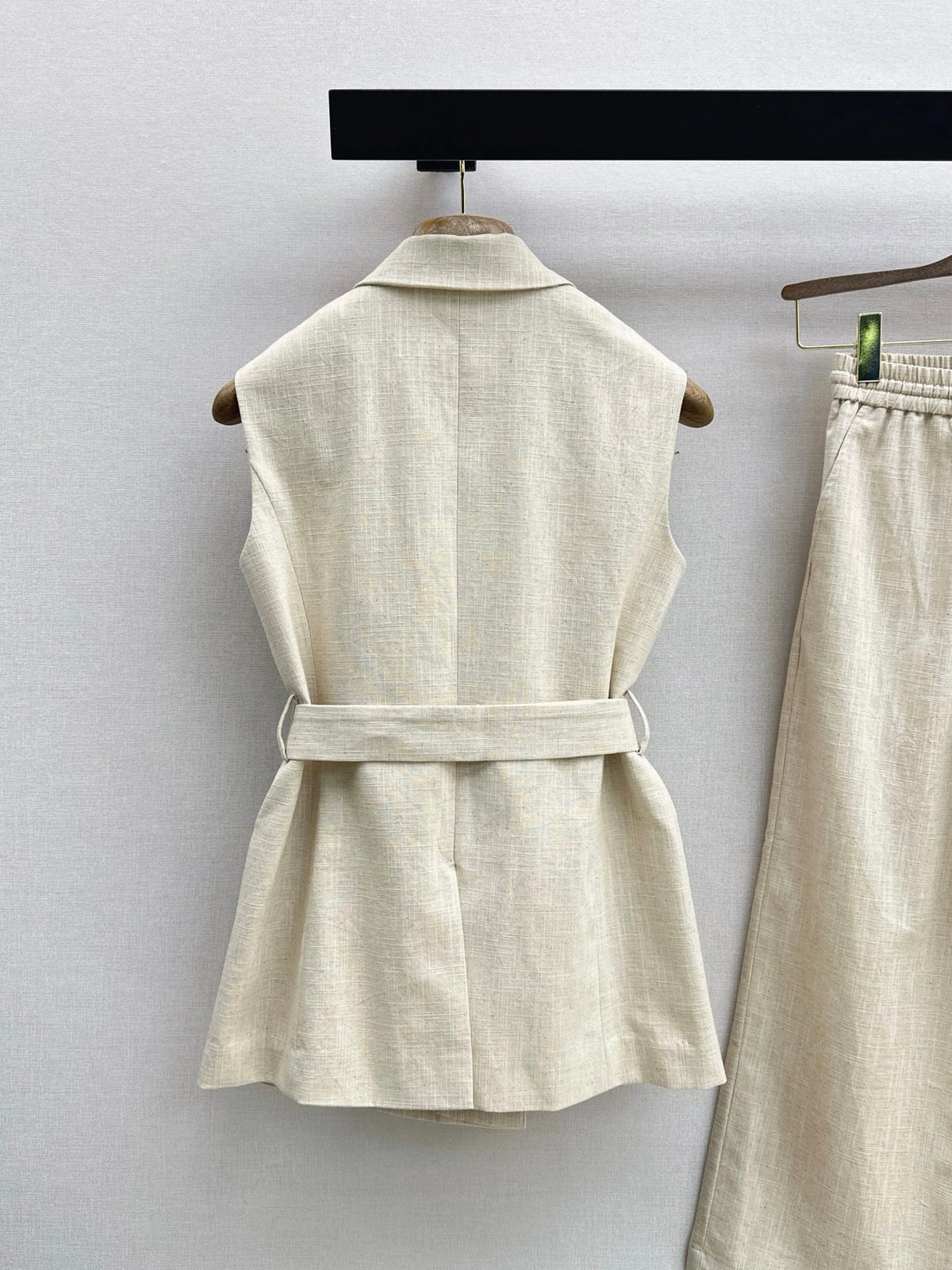 Cream Linen Blazer Suit Set