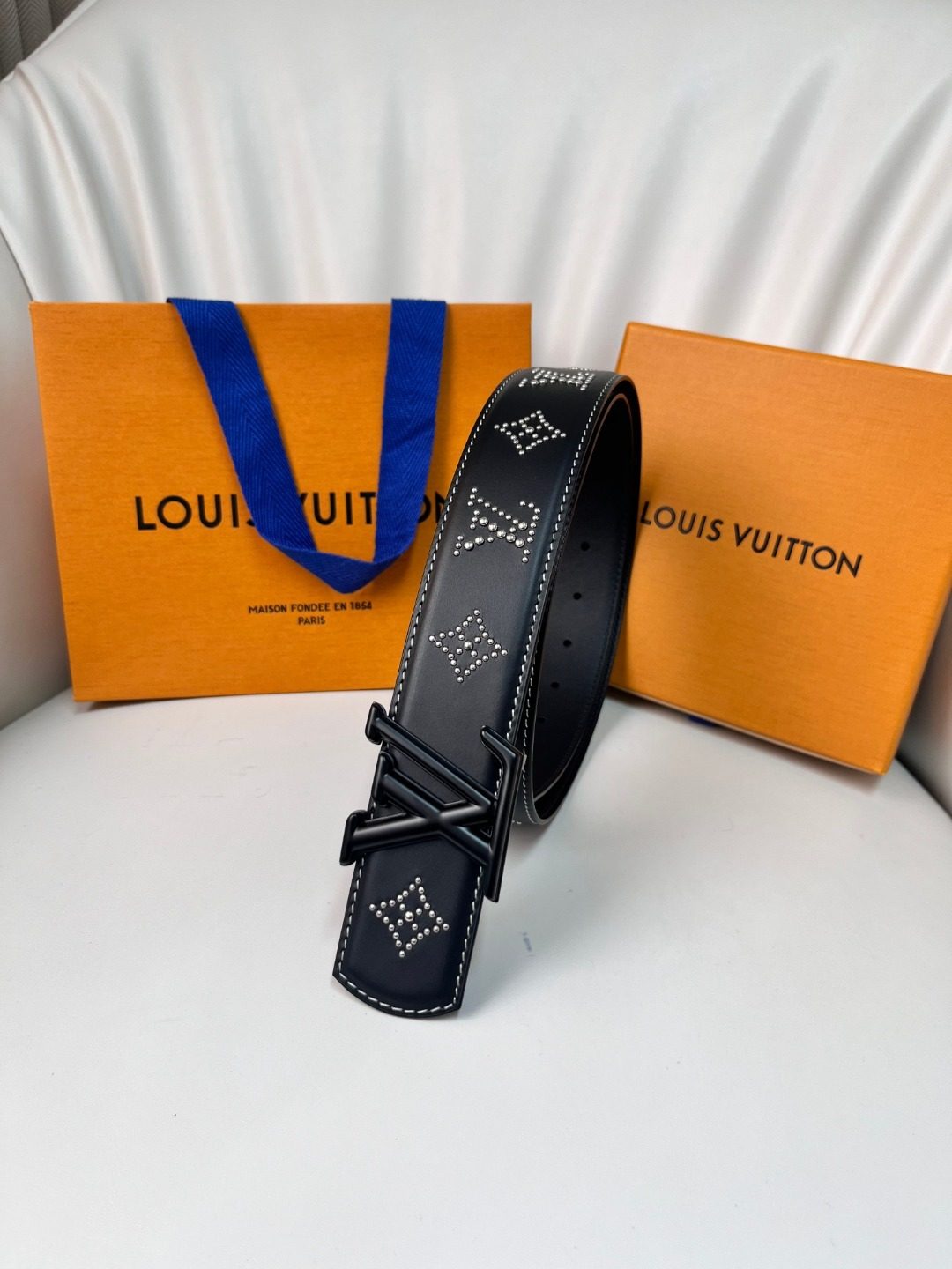 Louis Vuitton Studded Leather Belt Black