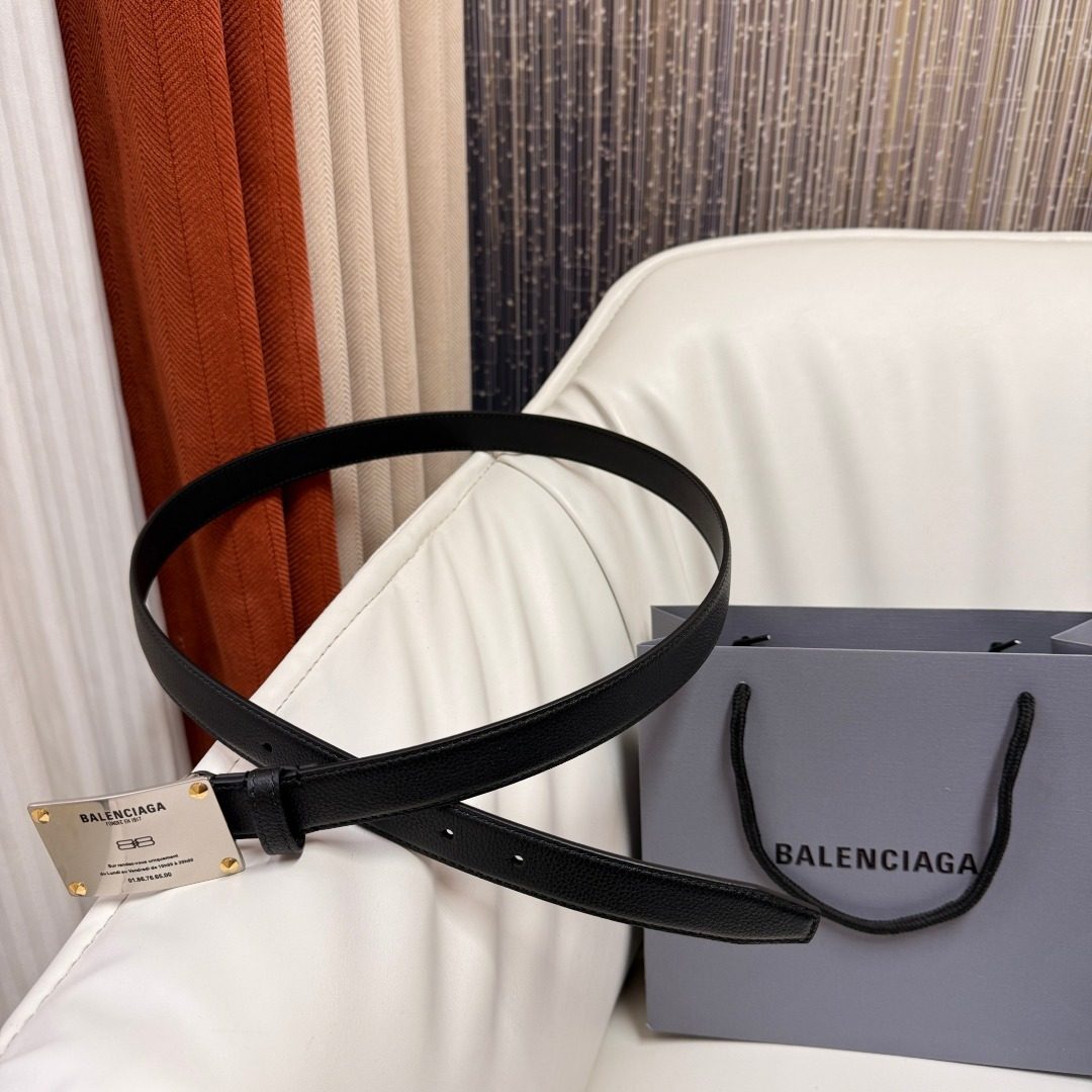 Balenciaga Black Leather Belt