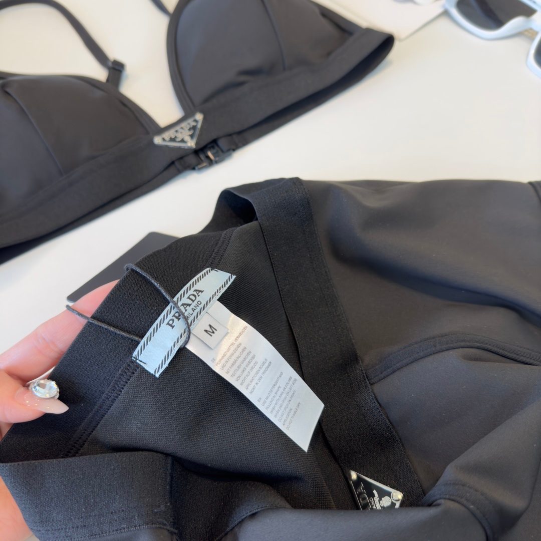 Prada Black Nylon Bikini Set