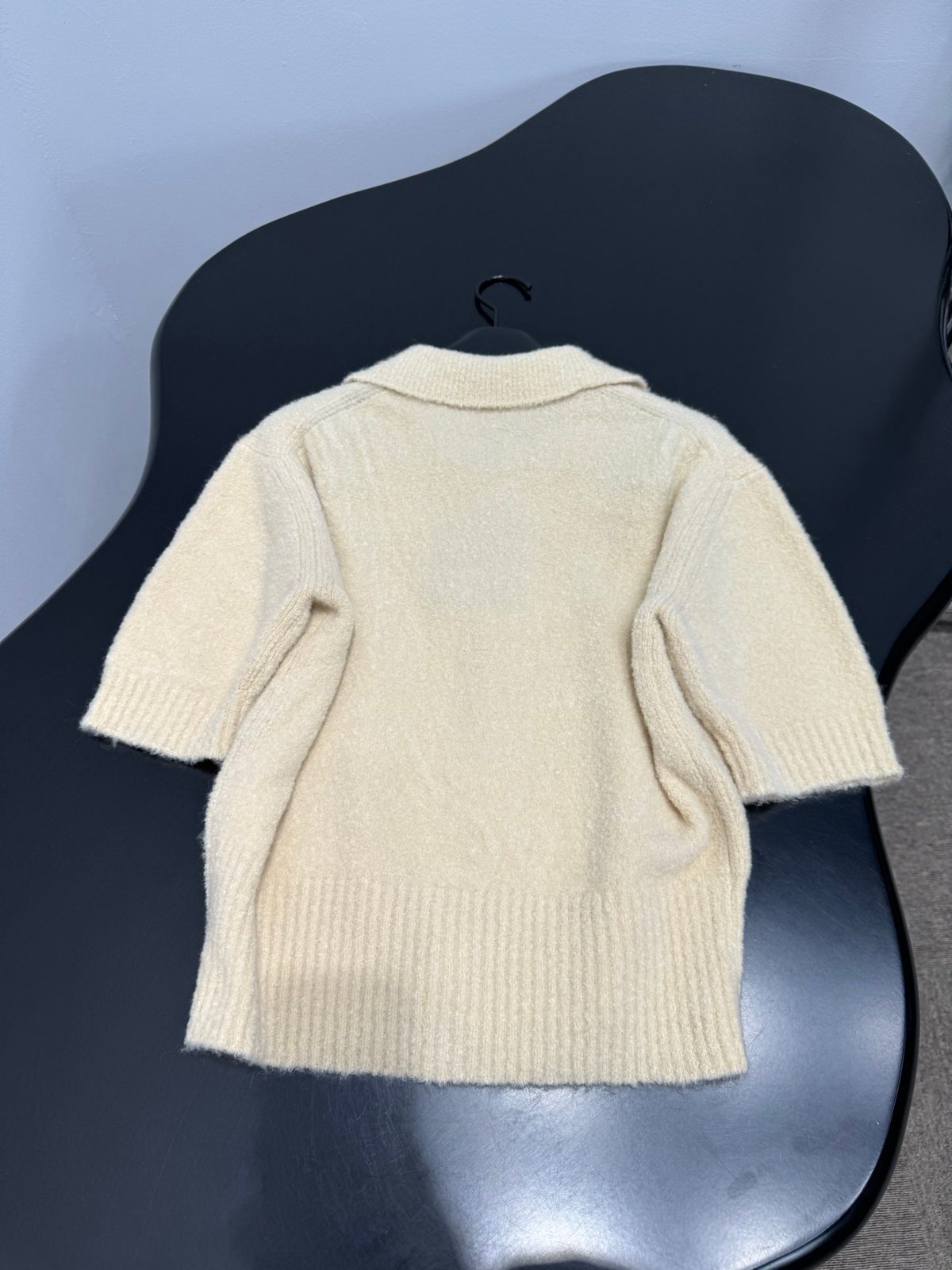 Luxury Cream Wool Knit Polo Sweater