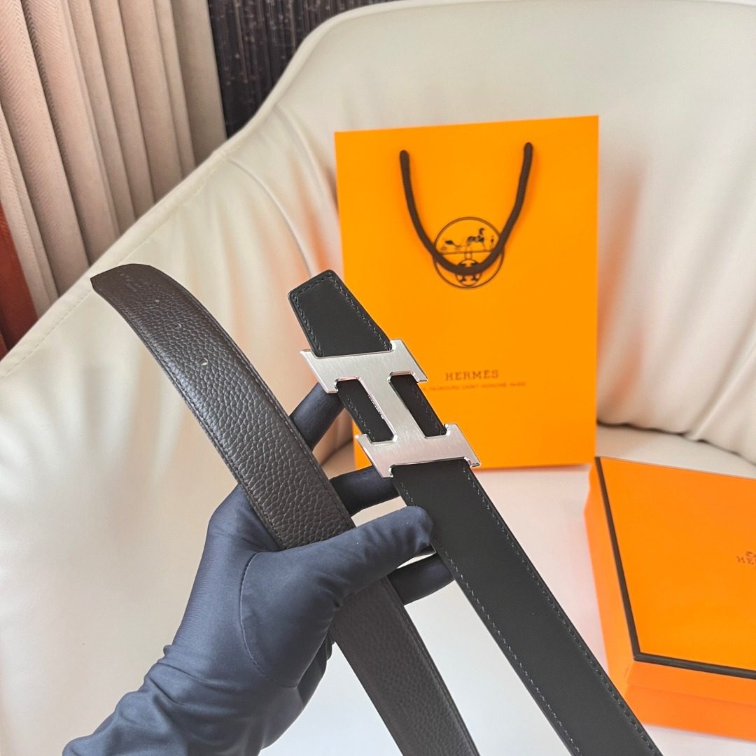 Hermès H Buckle Black Leather Belt