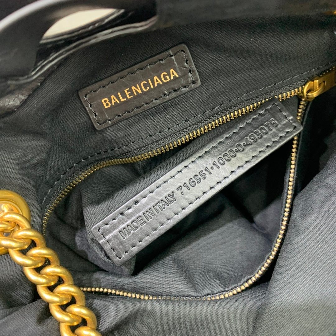 Balenciaga Black Leather Chain Shoulder Bag