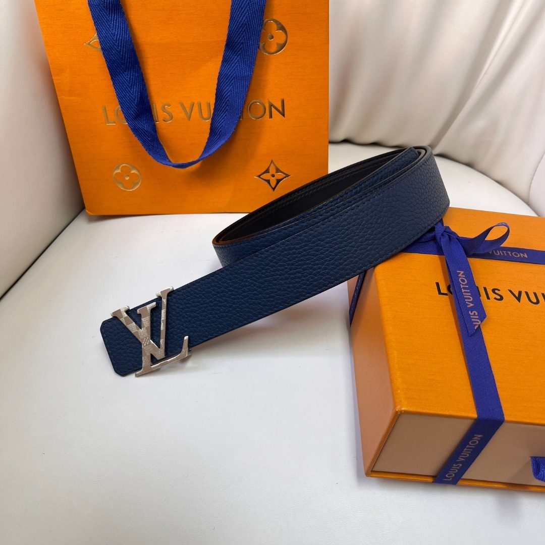 Louis Vuitton Initials Navy Leather Belt