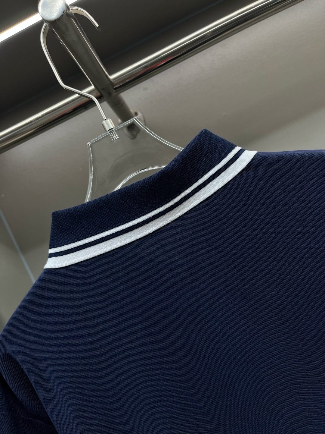 Burberry Striped Collar Polo Shirt Navy