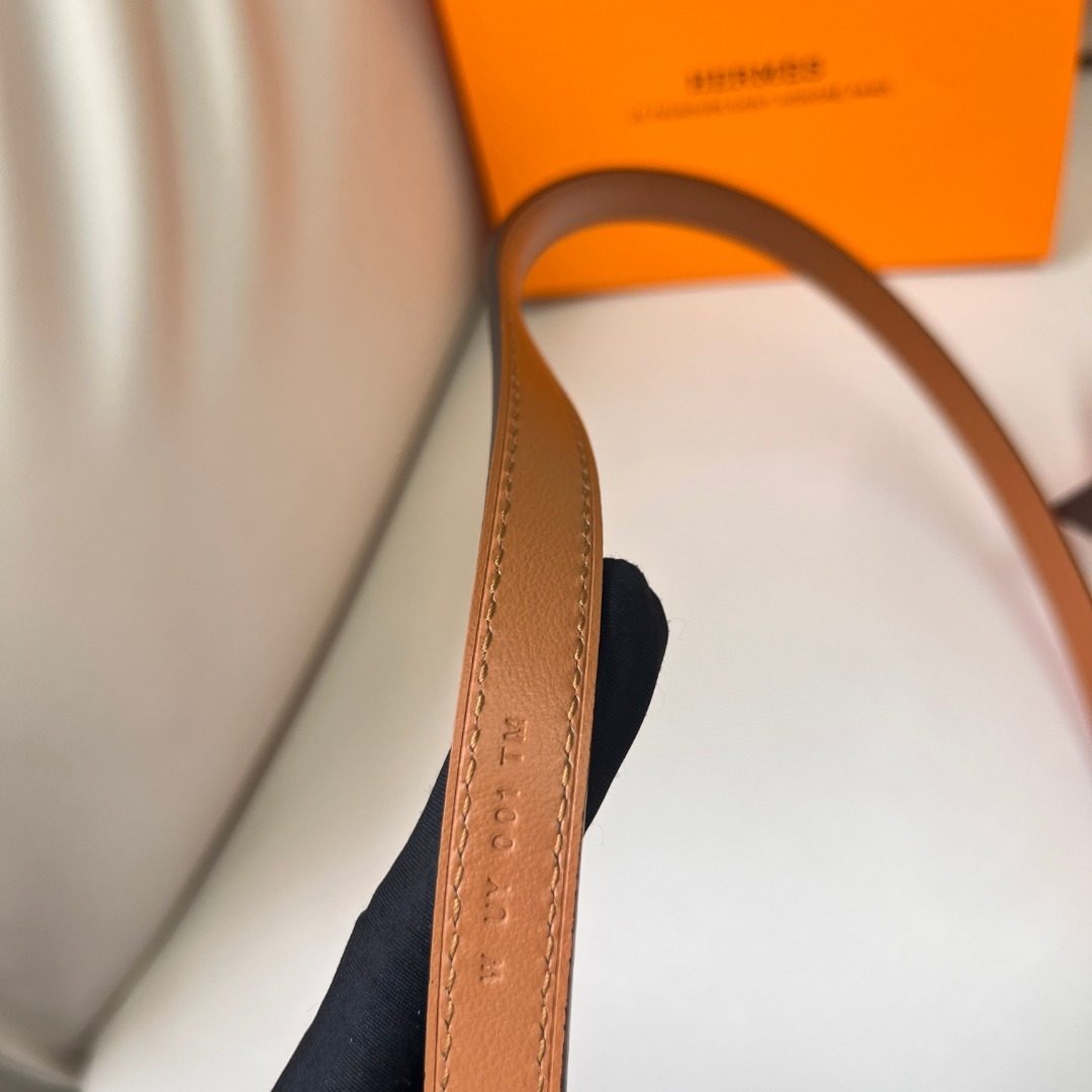 Hermès Leather Belt with Gold Buckle