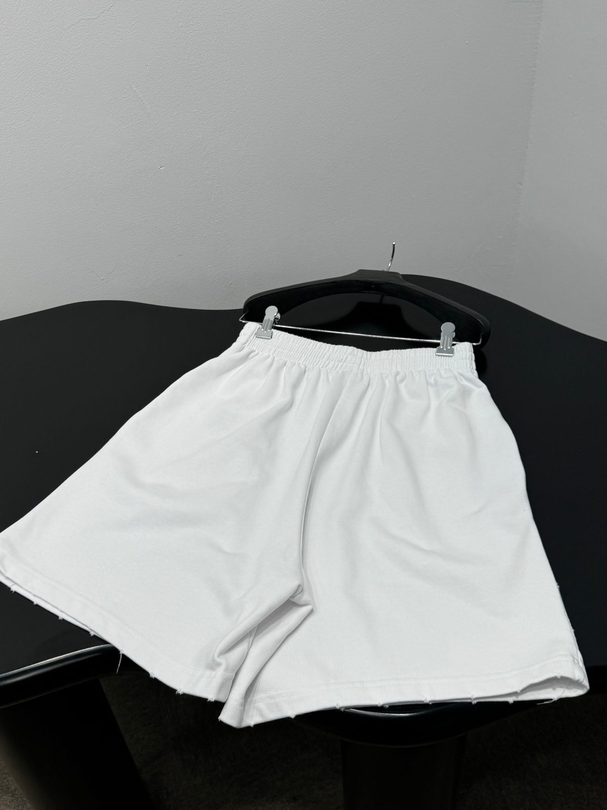 White Cotton Elastic Waist Shorts