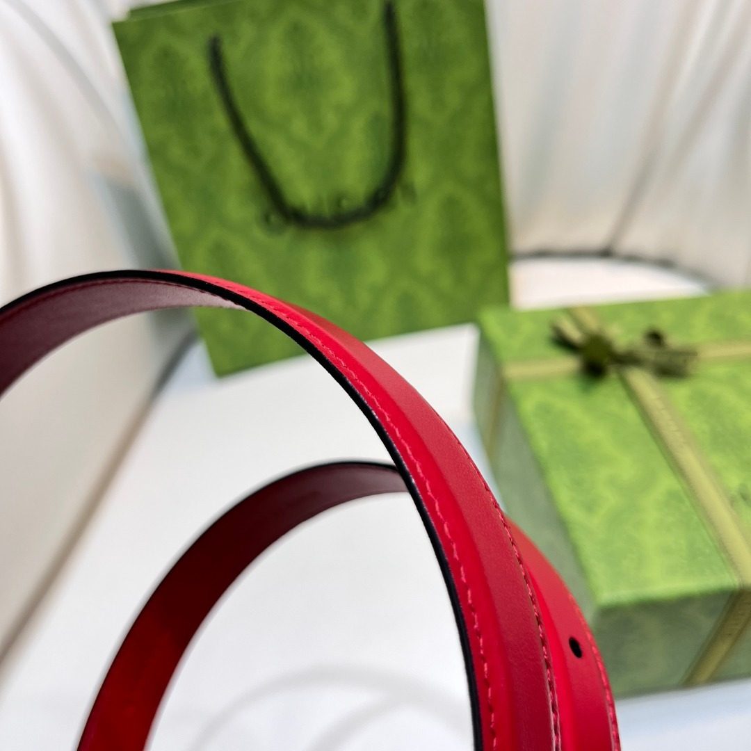 Gucci GG Buckle Red Leather Belt