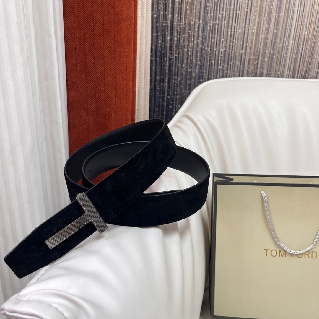 Tom Ford Black Suede Leather Belt