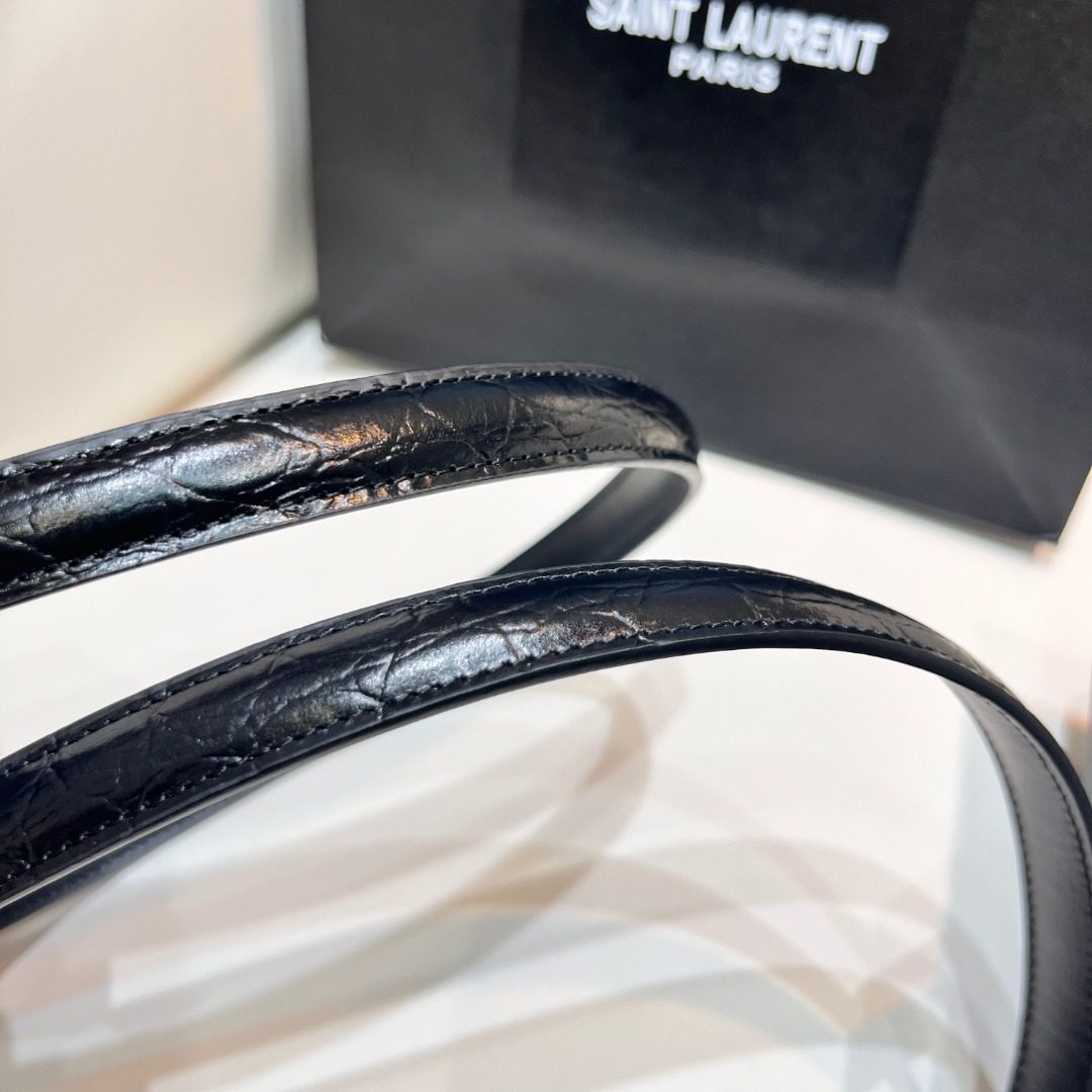 Saint Laurent Paris Black Leather Belt