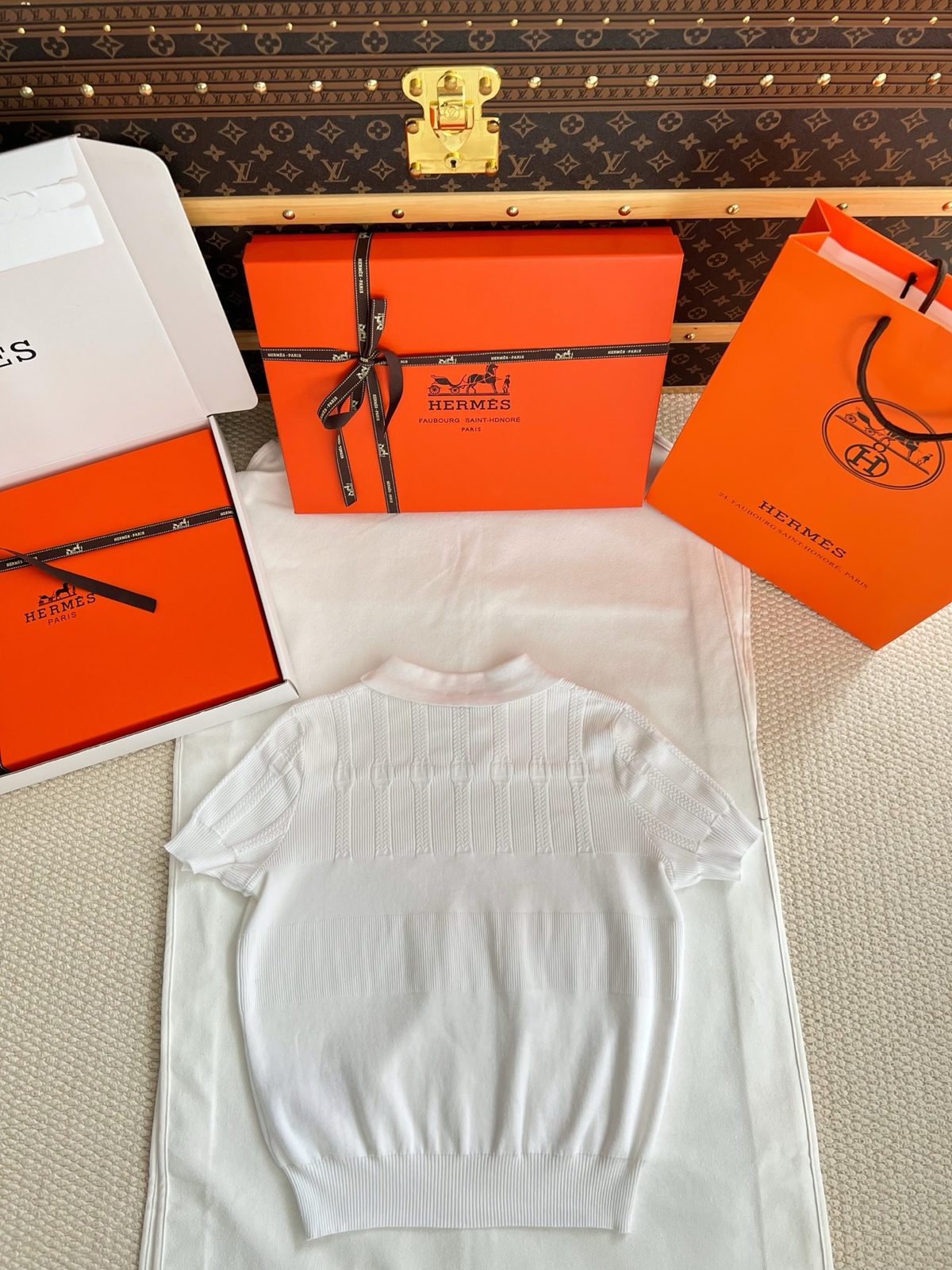 Hermès Cashmere Crewneck Sweater White