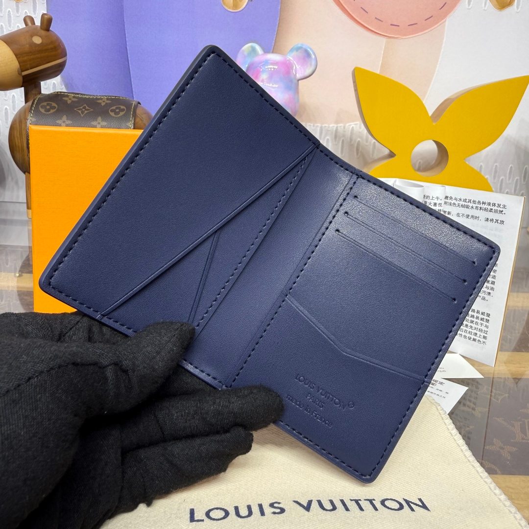 Louis Vuitton Monogram Leather Wallet Navy Blue