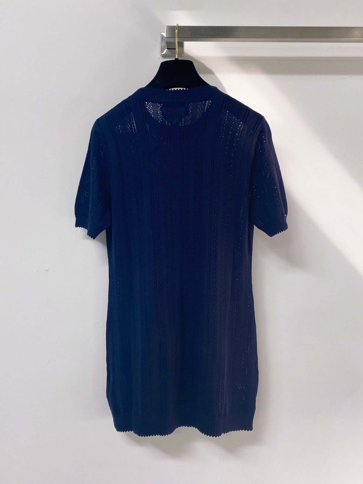 Navy Cable Knit Short Sleeve Sweater Dress