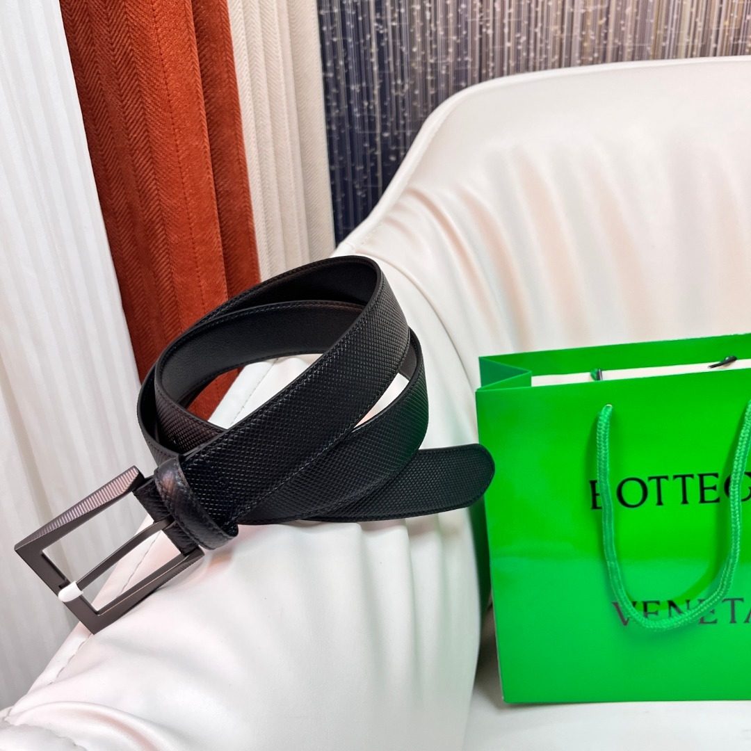 Bottega Veneta Intrecciato Leather Belt Black