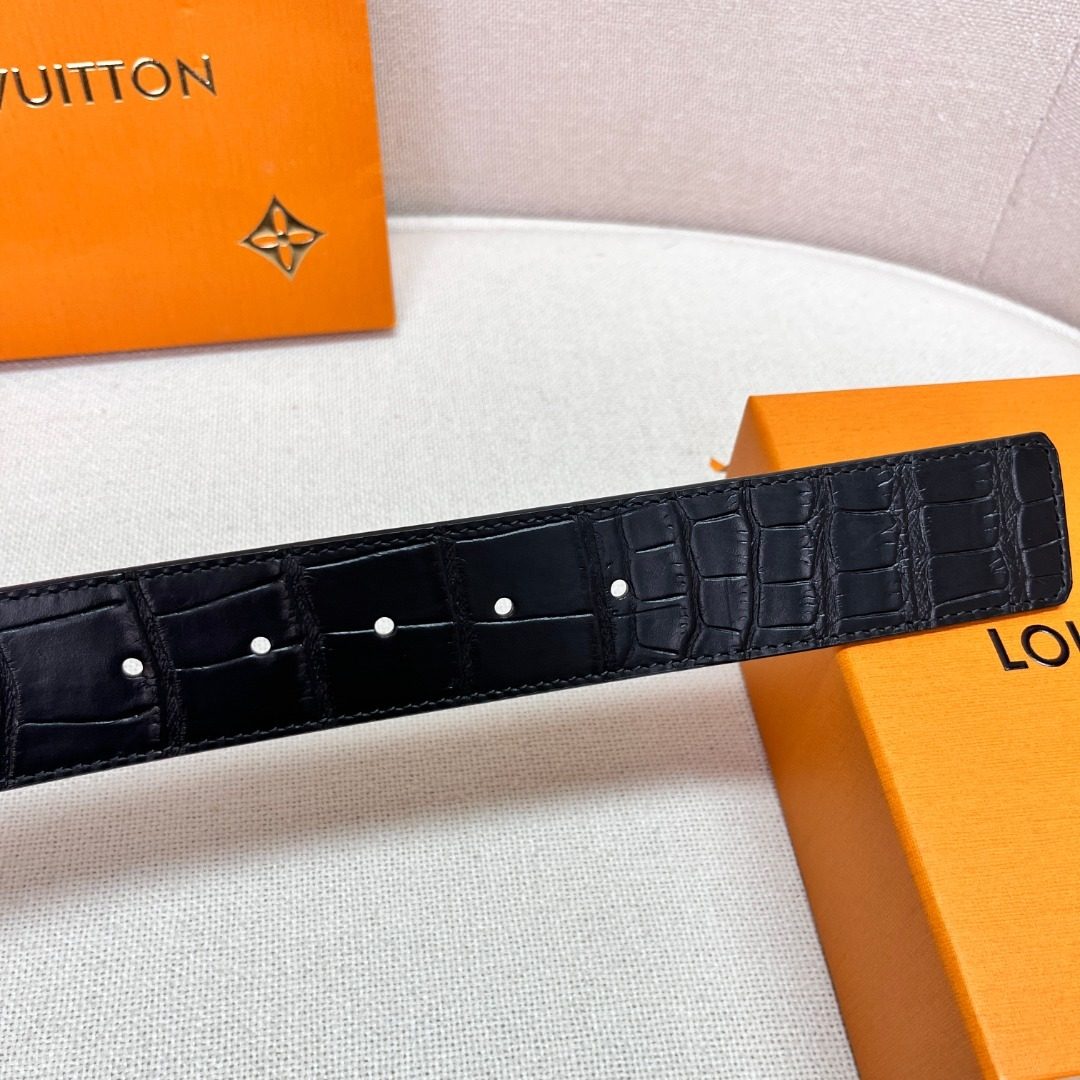 Louis Vuitton Crocodile Leather Belt Black