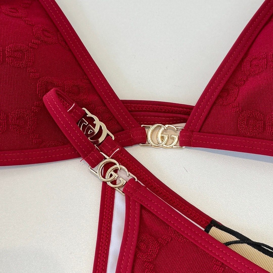 Gucci GG Monogram Bikini Set Red