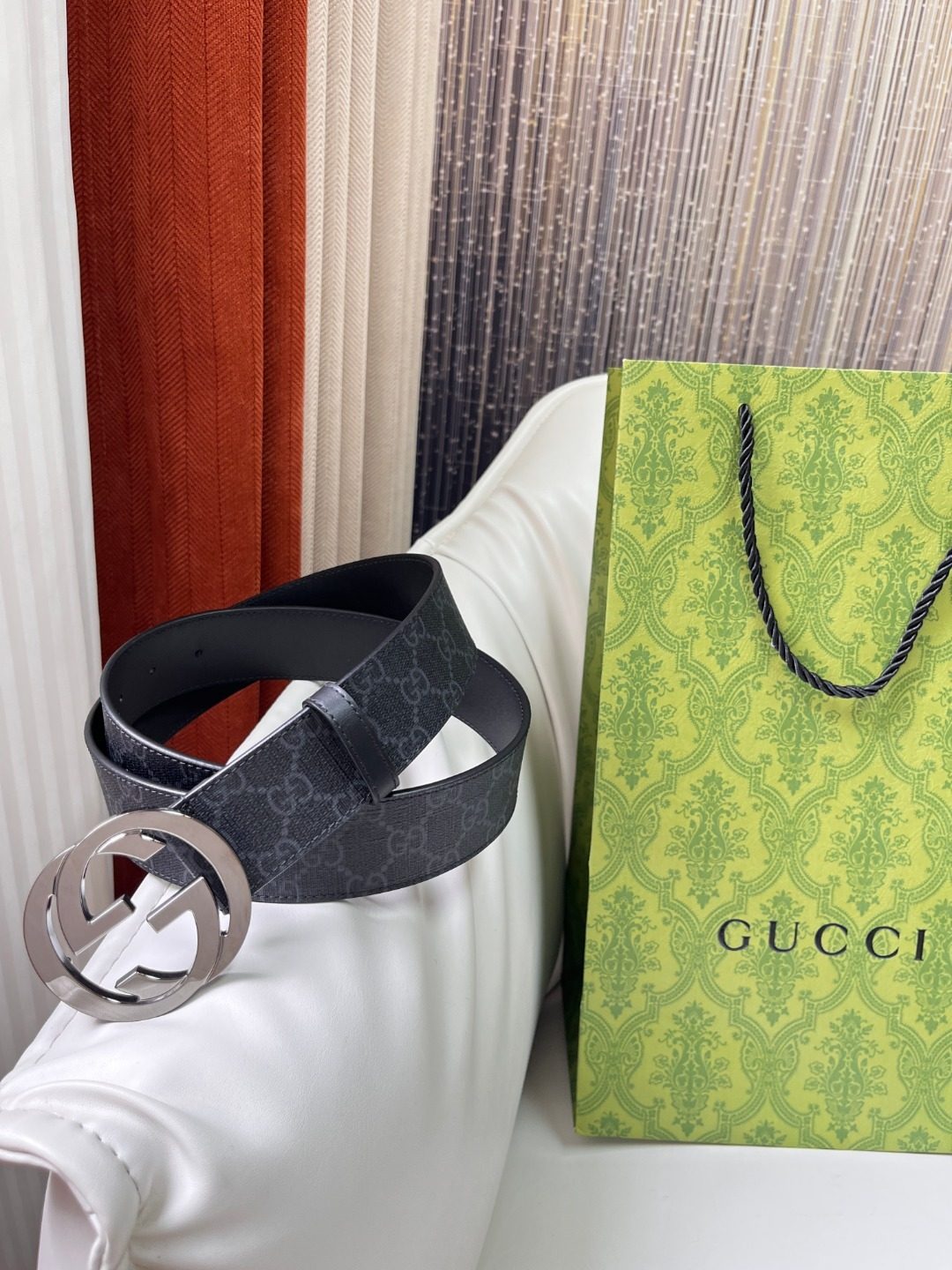 Gucci GG Supreme Canvas Leather Belt