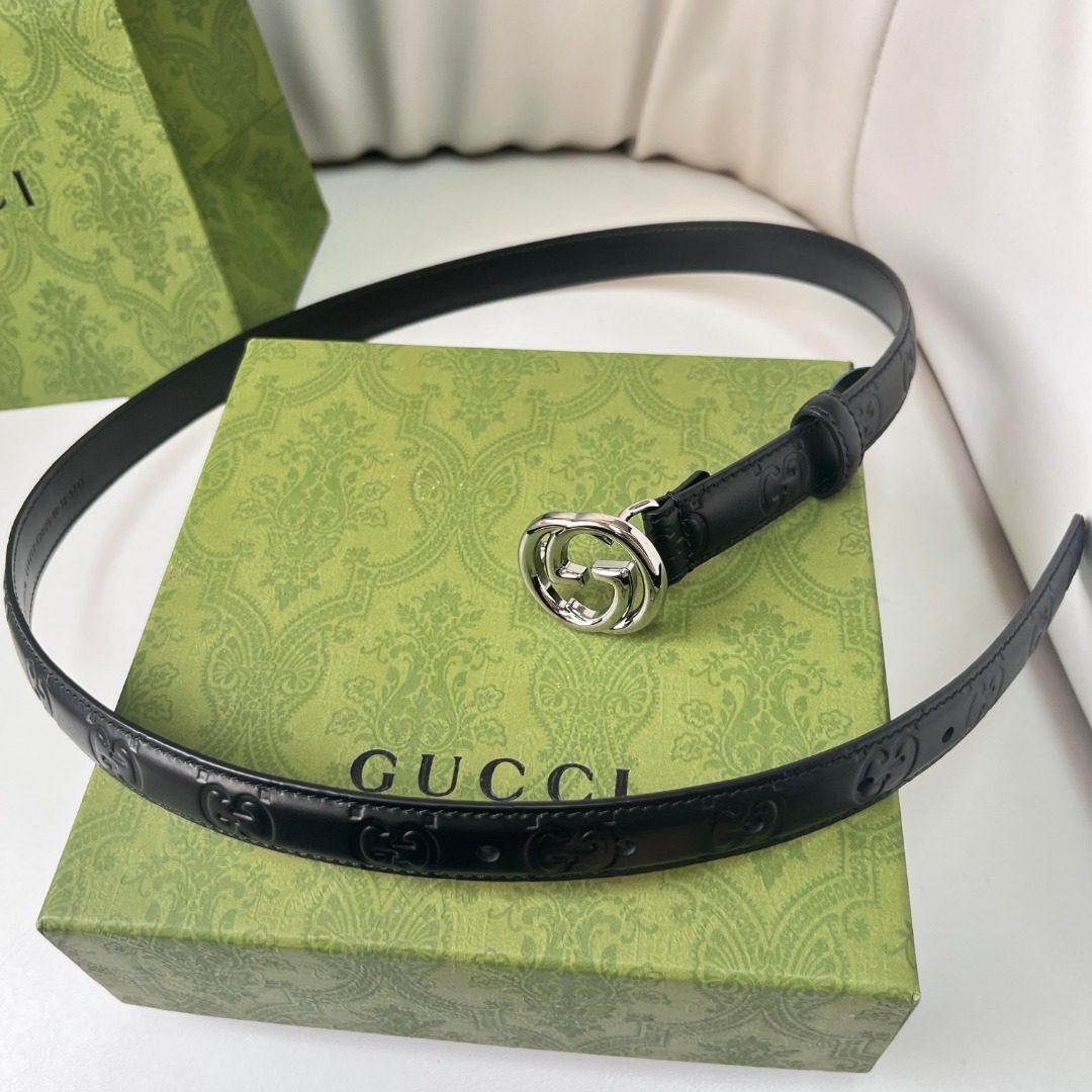 Gucci GG Embossed Leather Belt