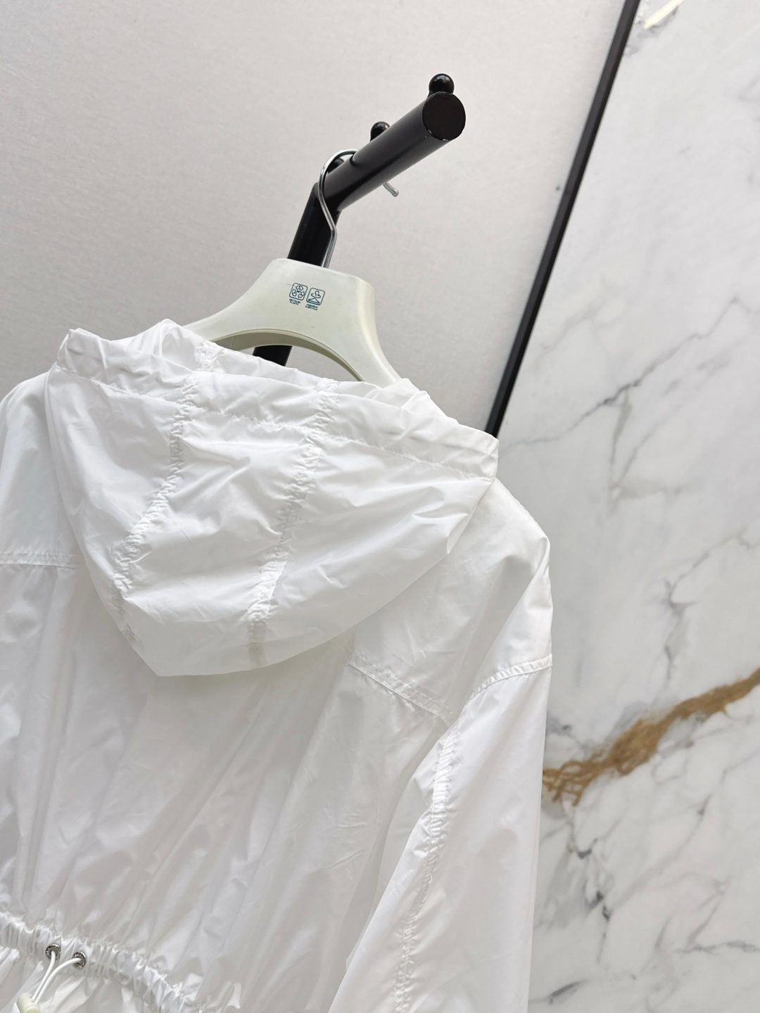 White Hooded Cargo Windbreaker Jacket