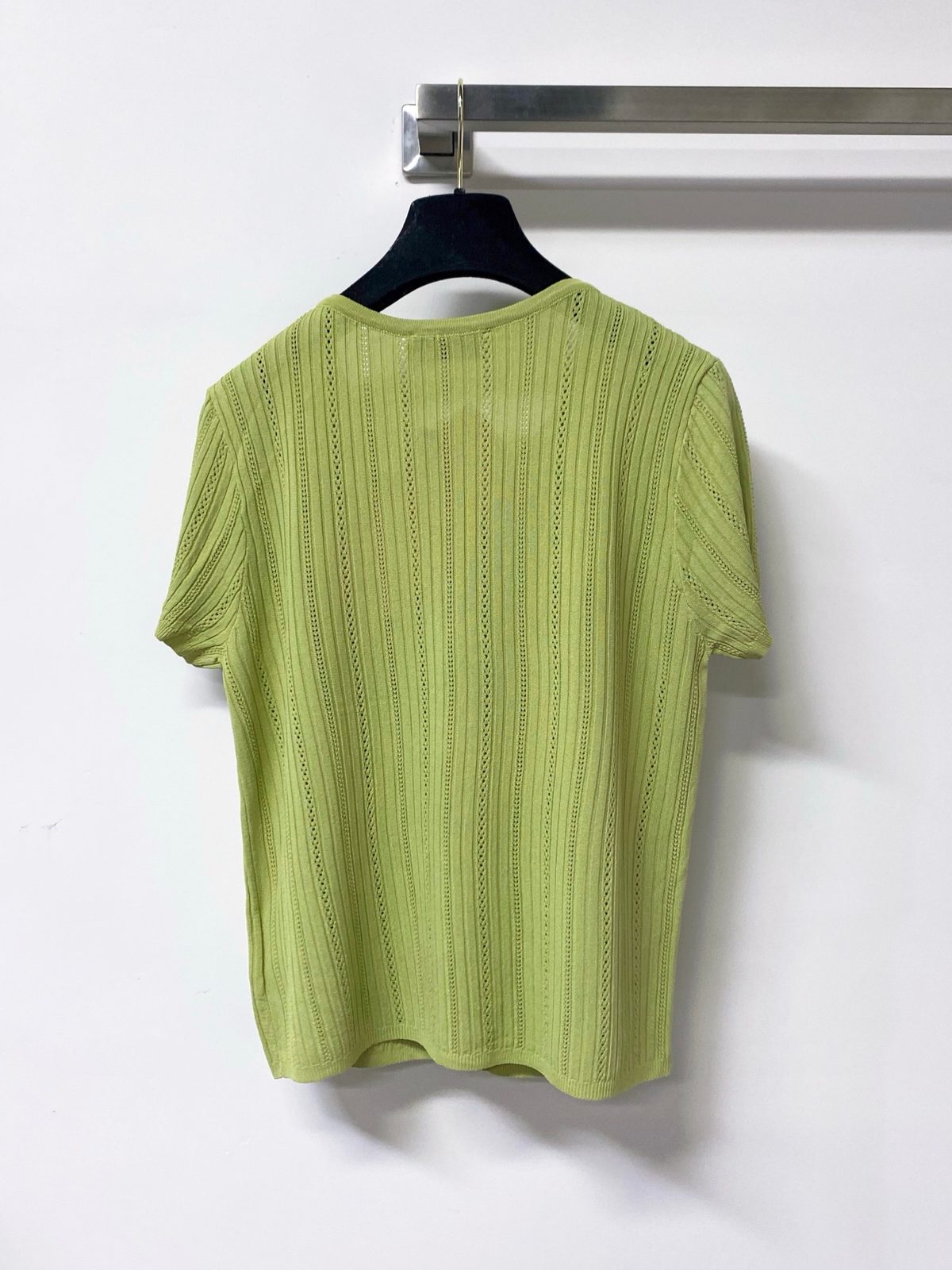 Miu Miu Ribbed Knit Short Sleeve Cardigan