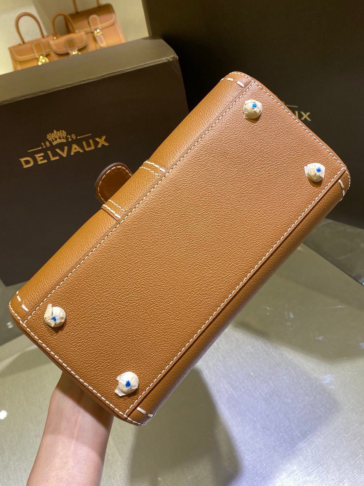 Delvaux Brillant Leather Handbag Caramel