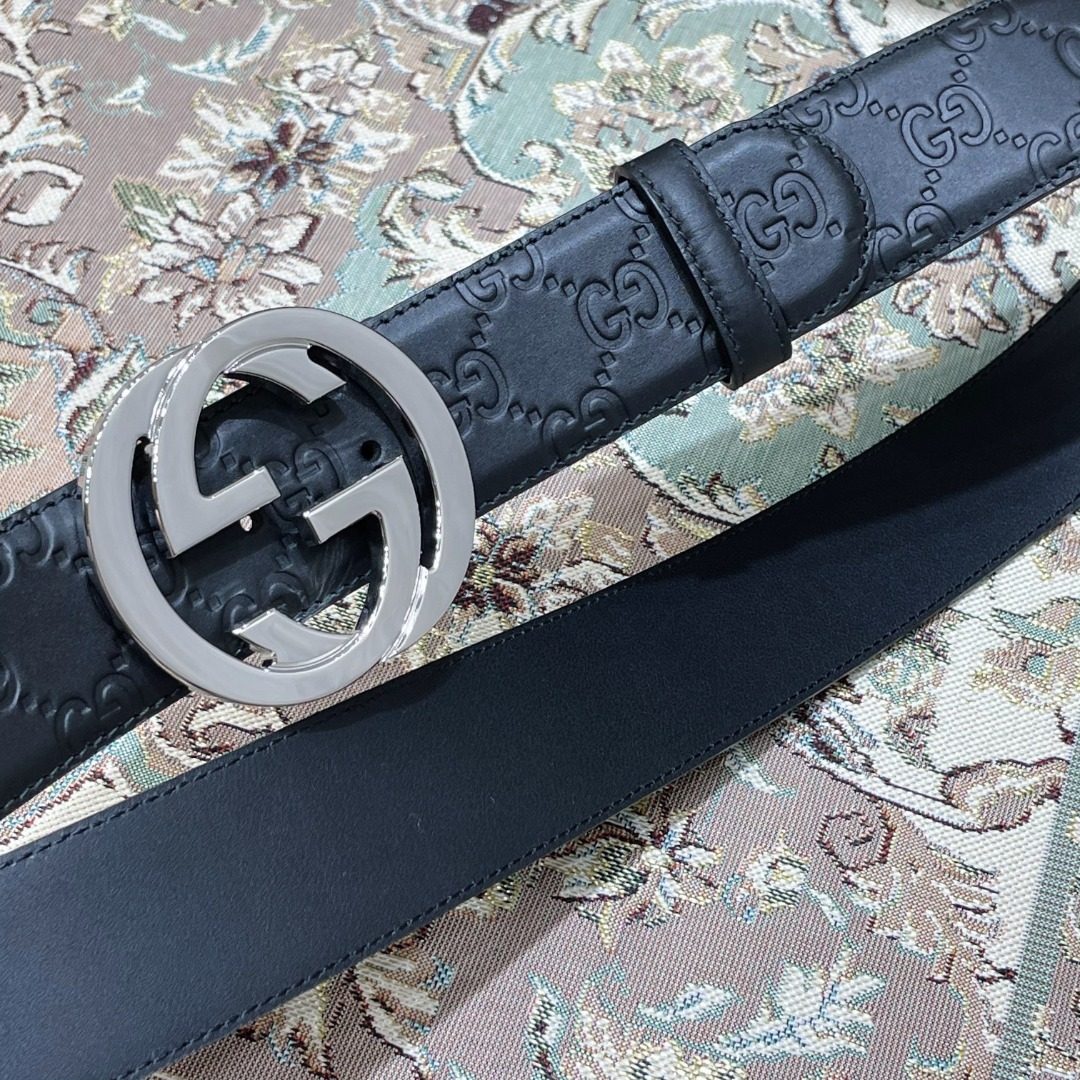 Gucci GG Embossed Leather Belt
