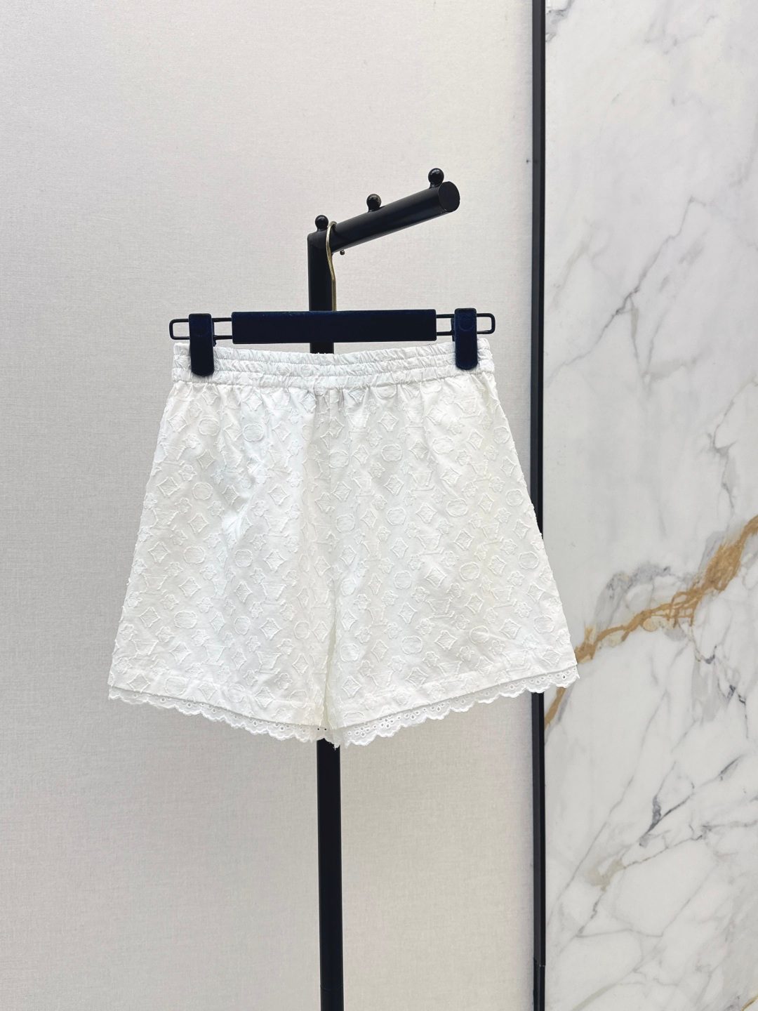 White Lace Cotton Shorts with Lace Trim