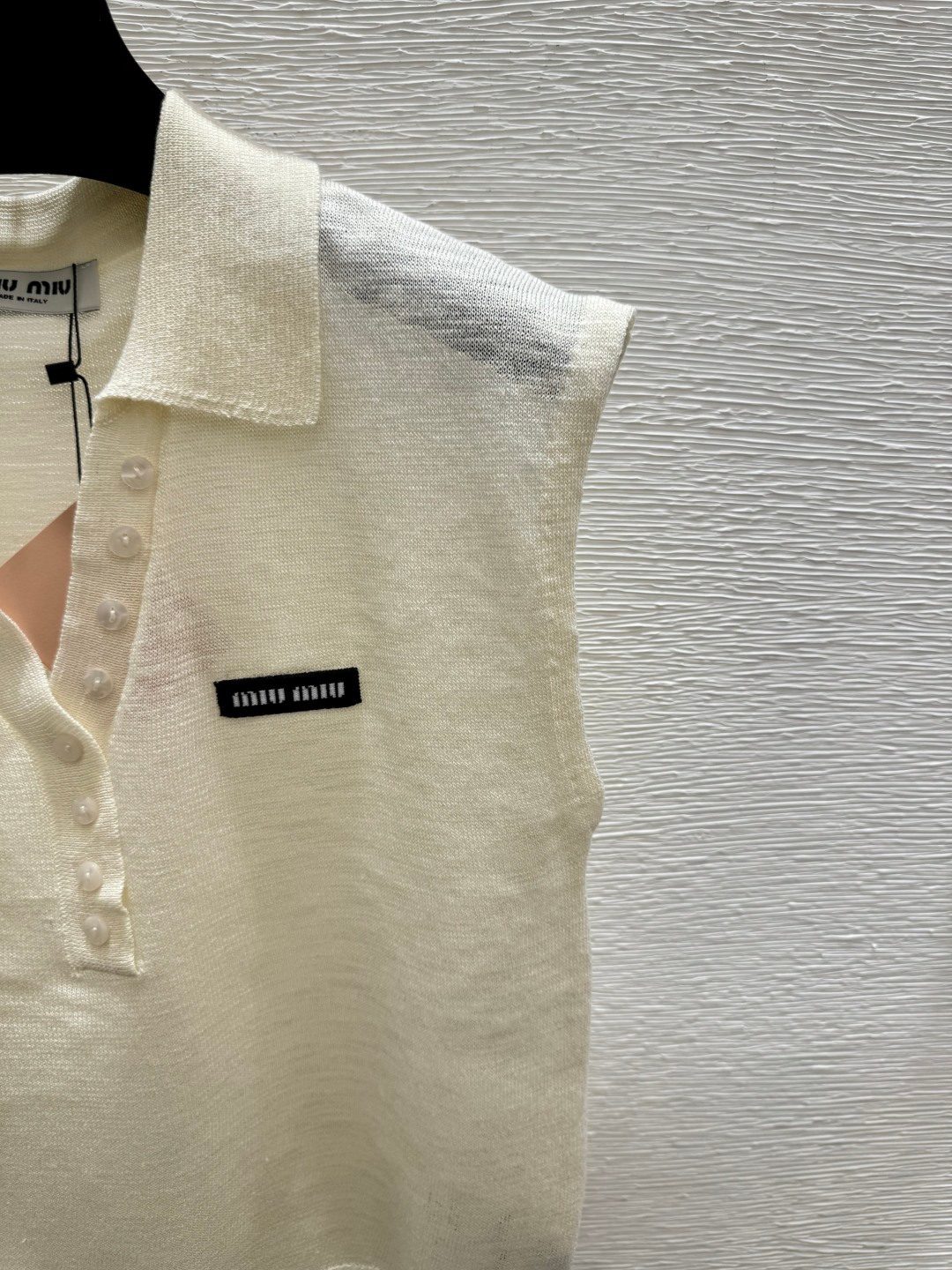 Miu Miu Sleeveless Polo Vest Cream