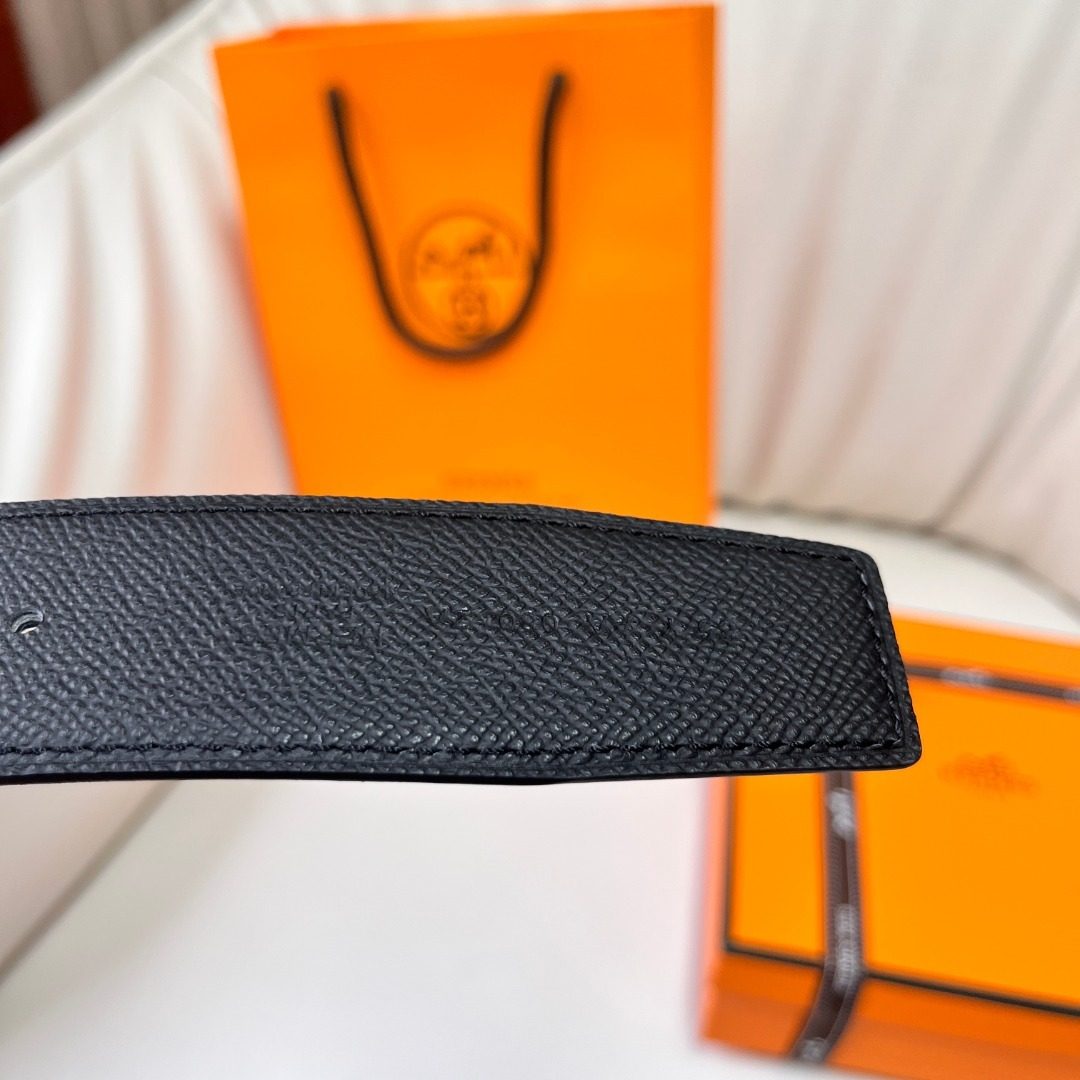 Hermès H Buckle Black Leather Belt