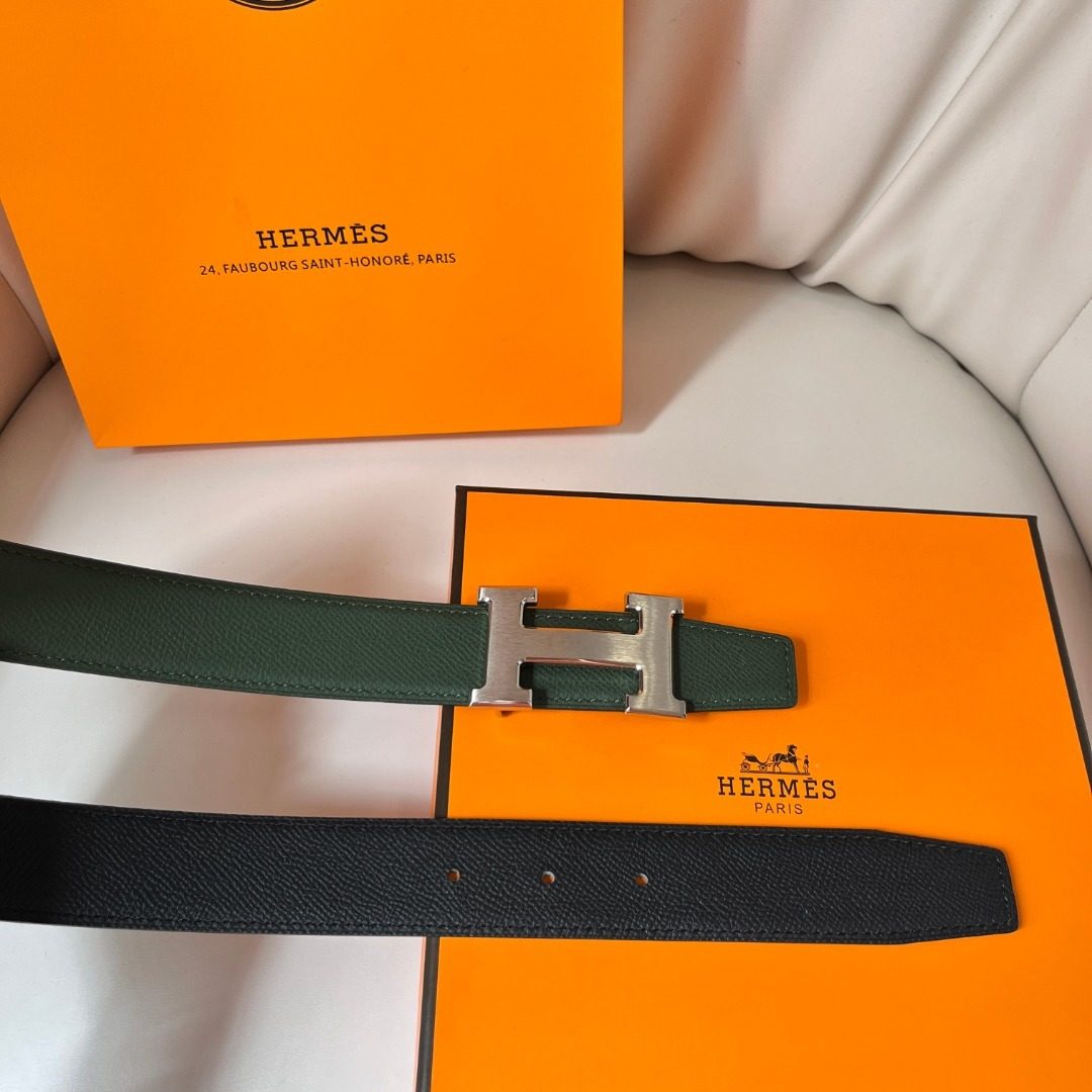 Hermès Reversible Leather Belt with H Buckle