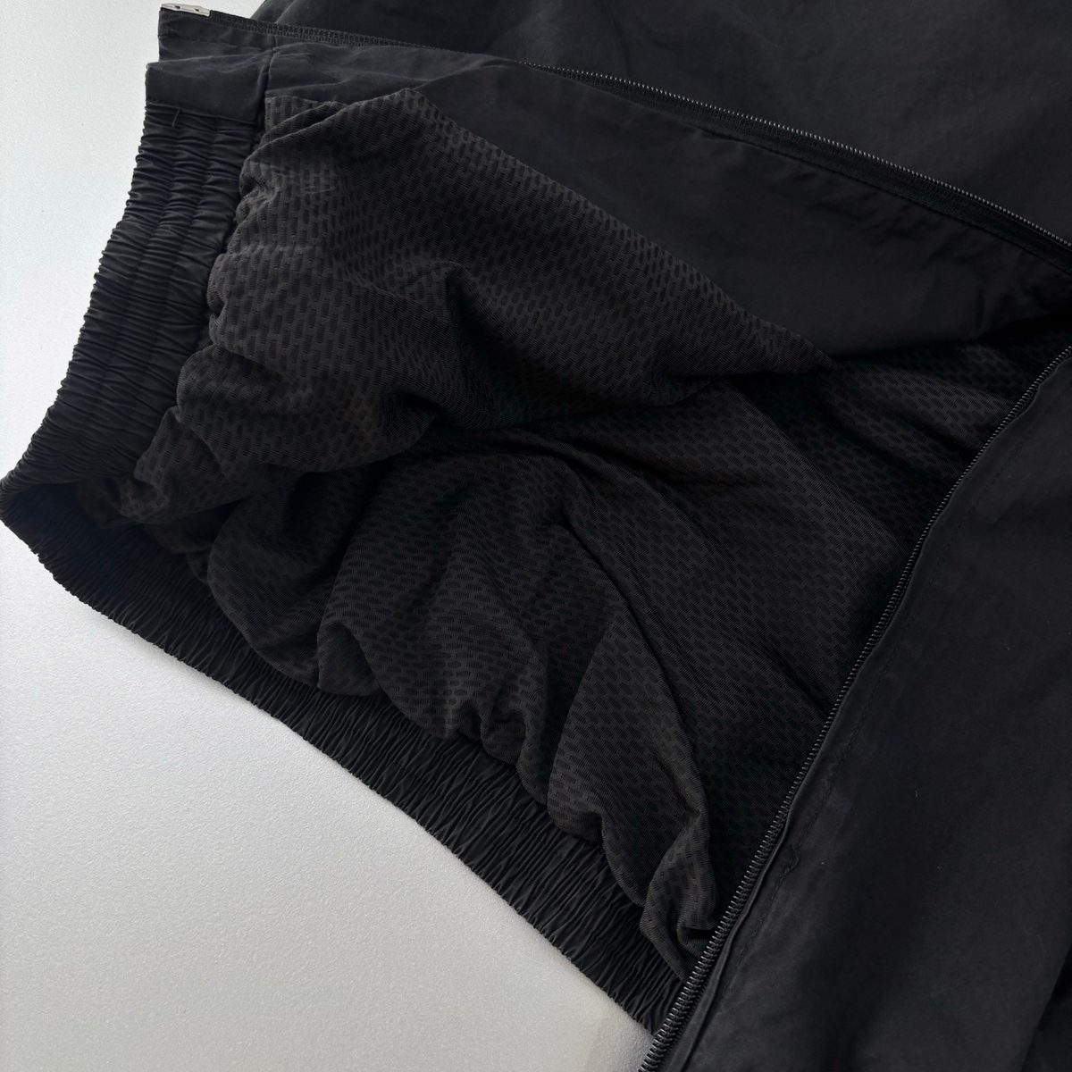 Black Nylon Windbreaker Jacket with Mesh Lining