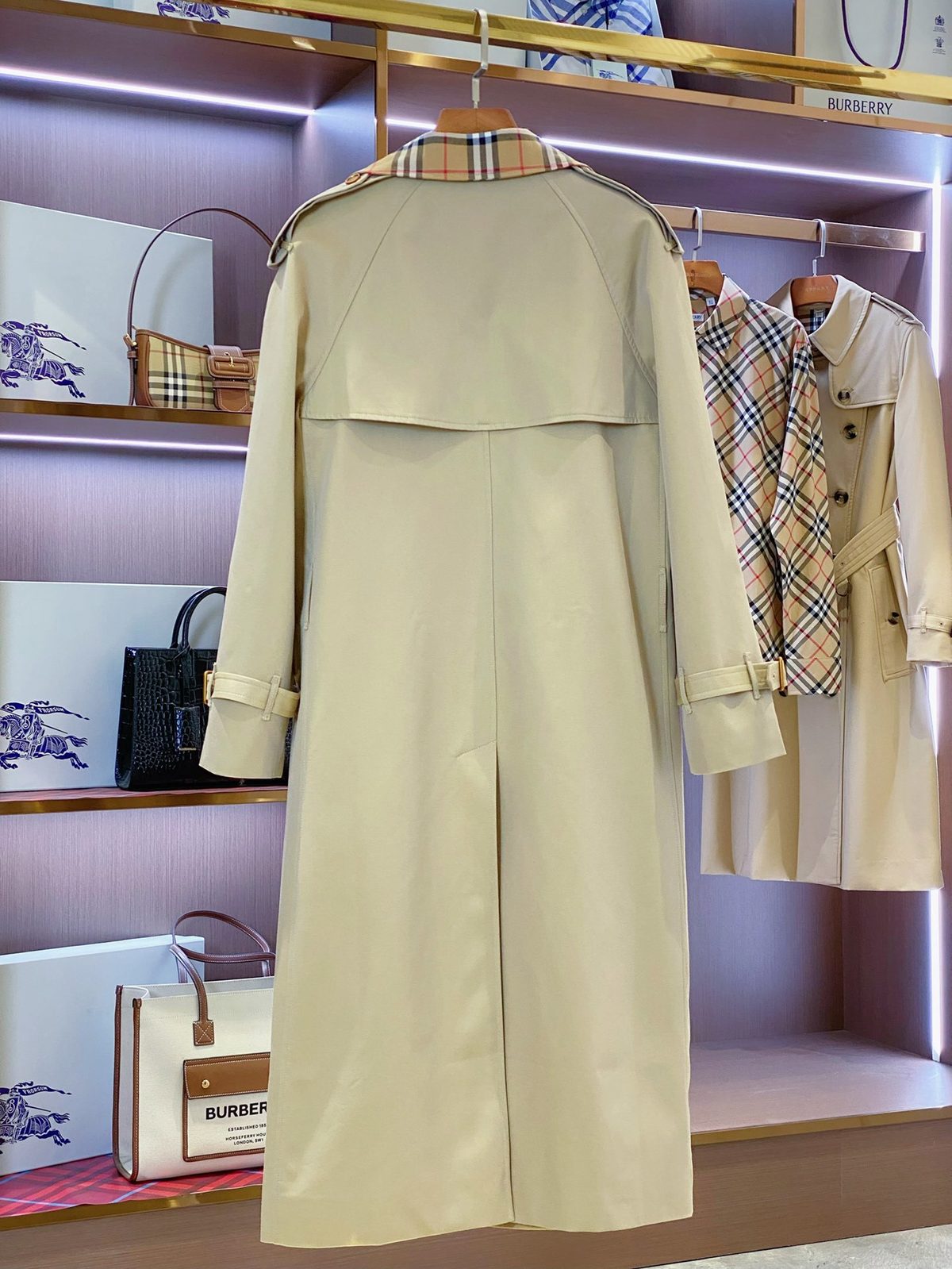 Burberry Vintage Check Collar Trench Coat