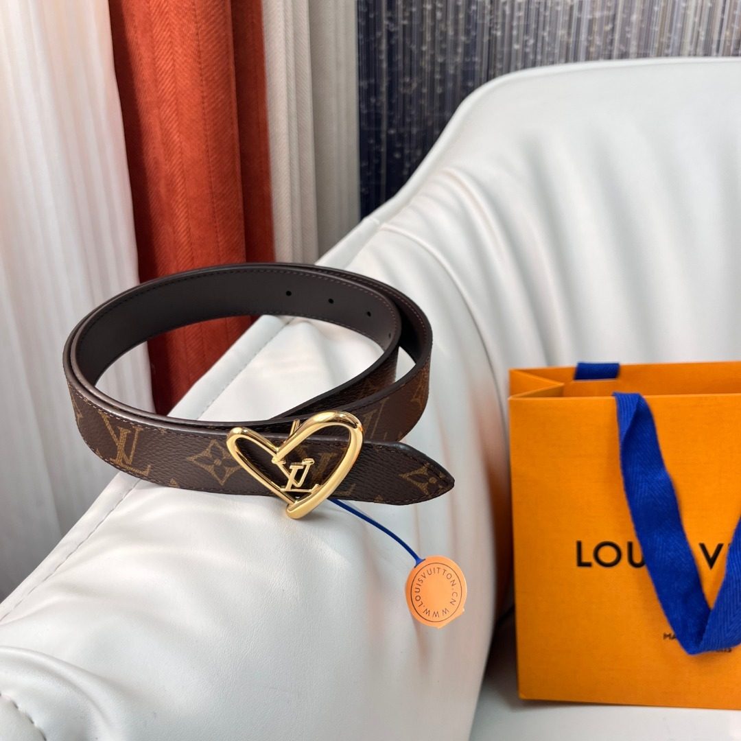 Louis Vuitton Monogram Heart Buckle Belt