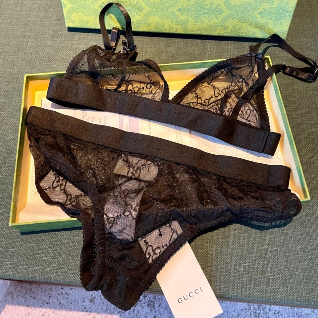 Gucci GG Monogram Lace Bra Set