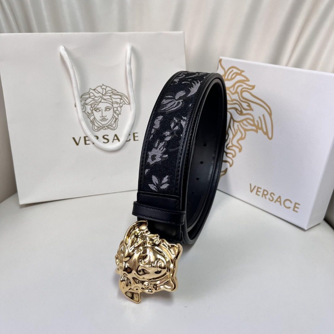 Versace Medusa Black Leather Belt
