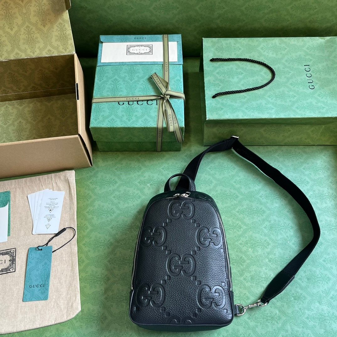 Gucci GG Embossed Leather Backpack Black