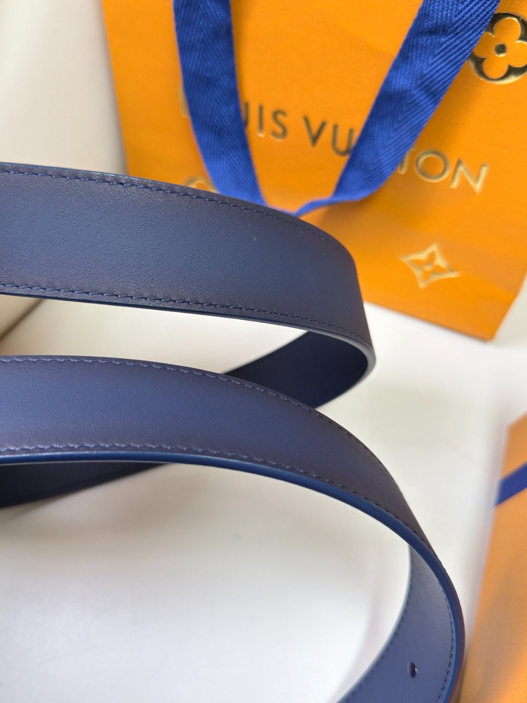 Louis Vuitton Reversible Navy Leather Belt