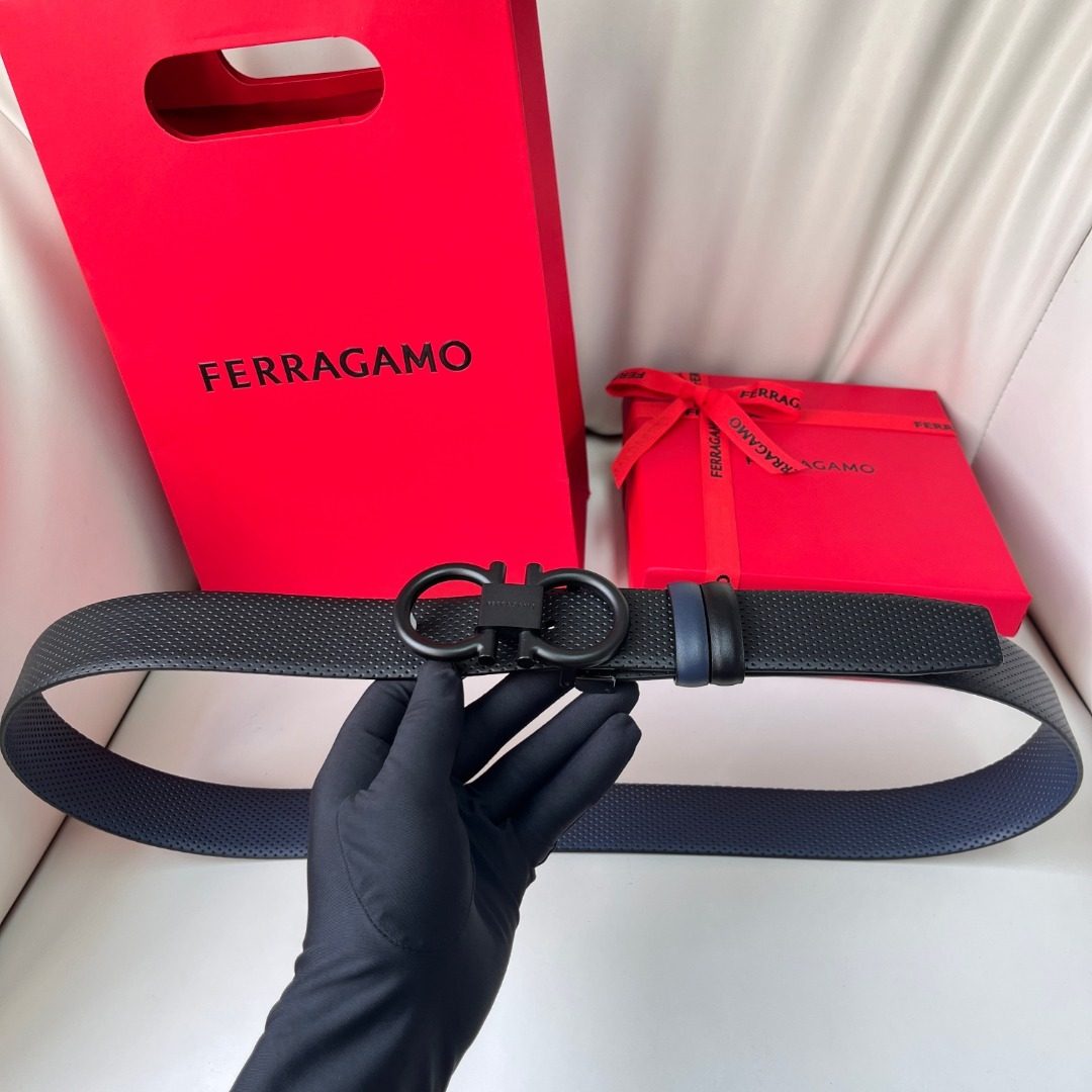 Ferragamo Gancini Leather Belt Black
