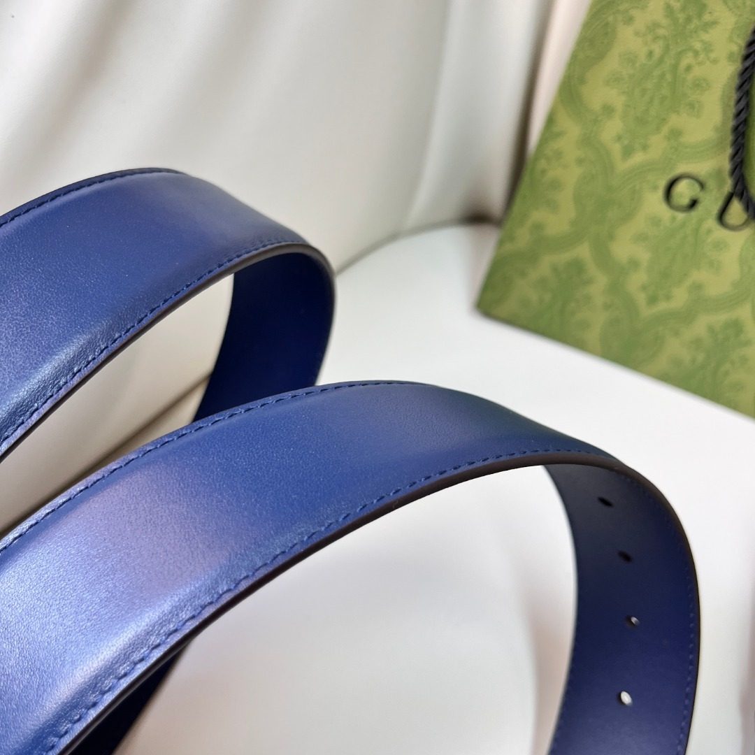 Gucci GG Marmont Leather Belt Blue