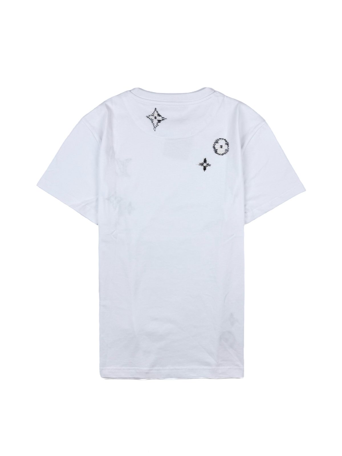 White Cotton Graphic Embroidered T-Shirt