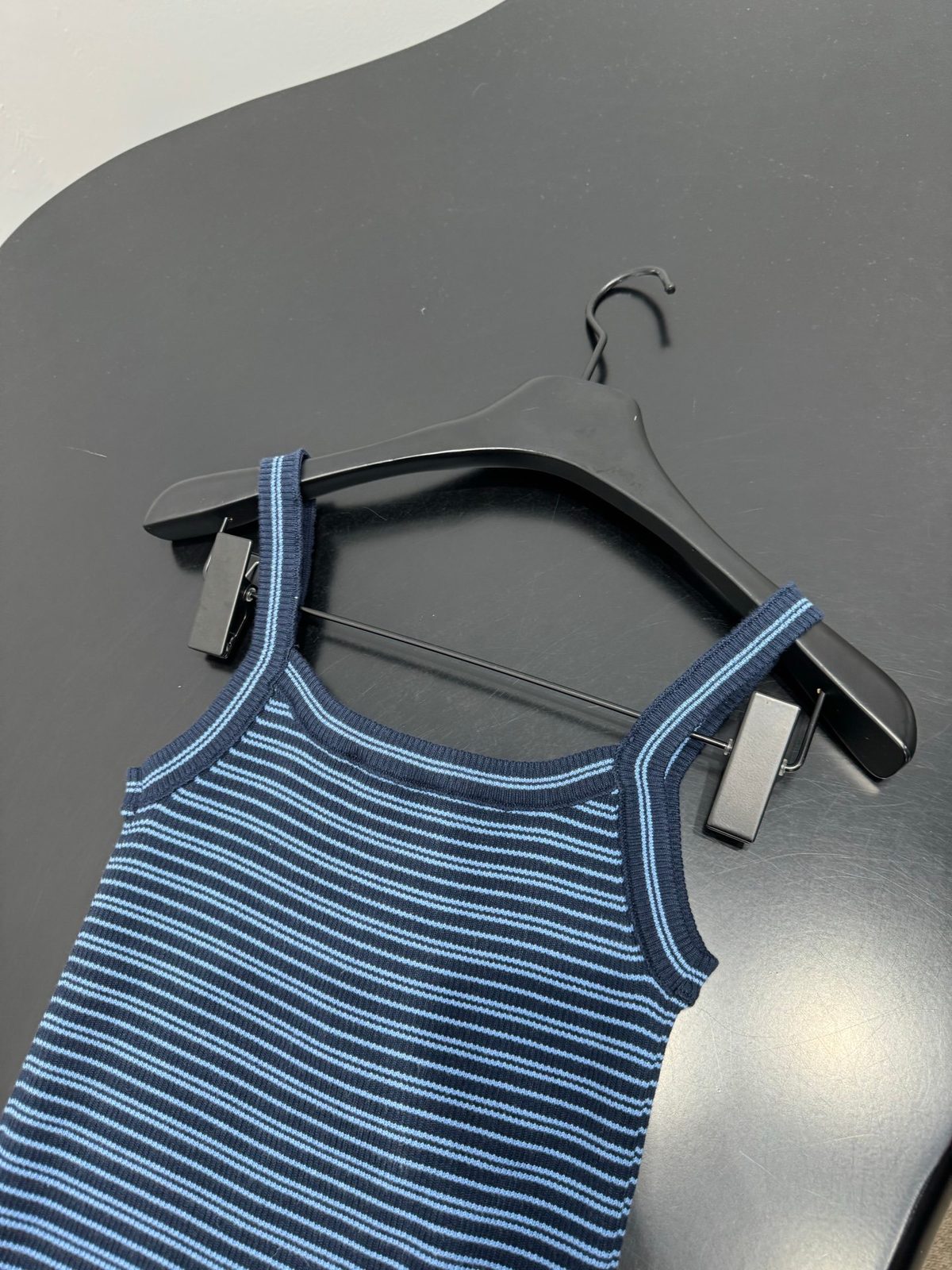Blue Striped Tank Top with Adjustable Straps