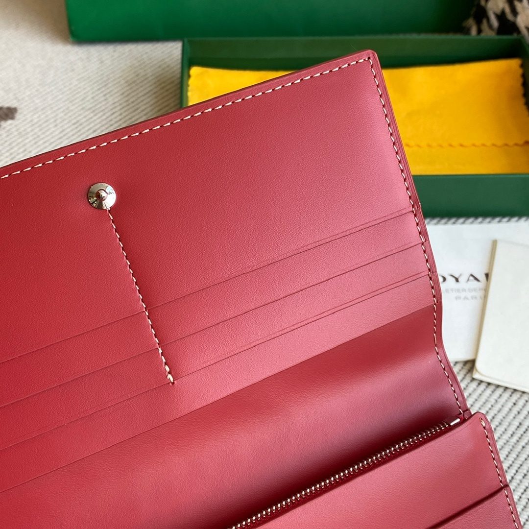 Goyard Leather Bifold Wallet Red