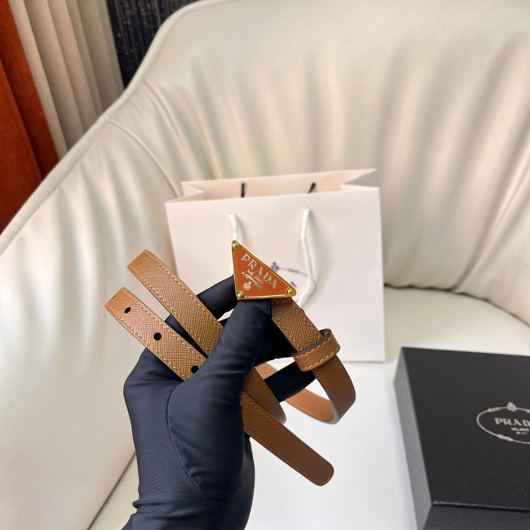 Prada Saffiano Leather Belt Camel